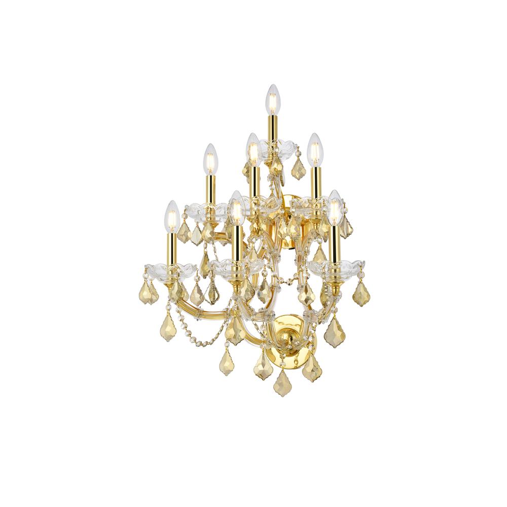 Maria Theresa 7 light Gold Wall Sconce Golden Teak (Smoky) Royal Cut Crystal. Picture 2