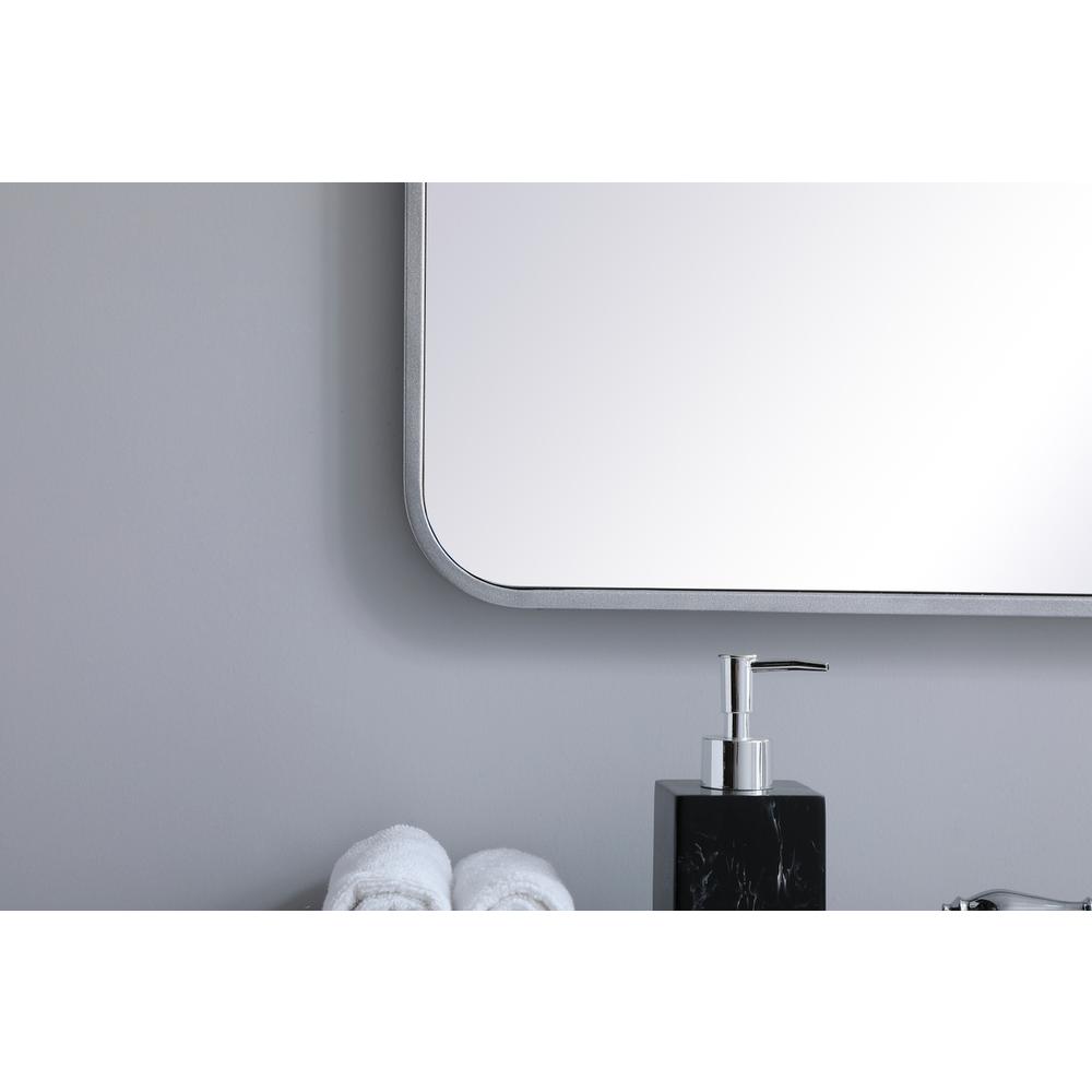 Soft corner metal rectangular mirror 36x36 inch in Silver. Picture 3