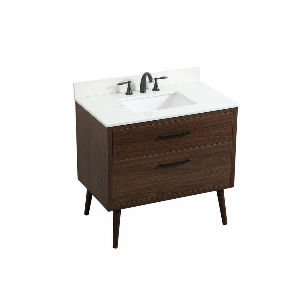 36 inch Single bathroom vanity in walnut with backsplash. Picture 8