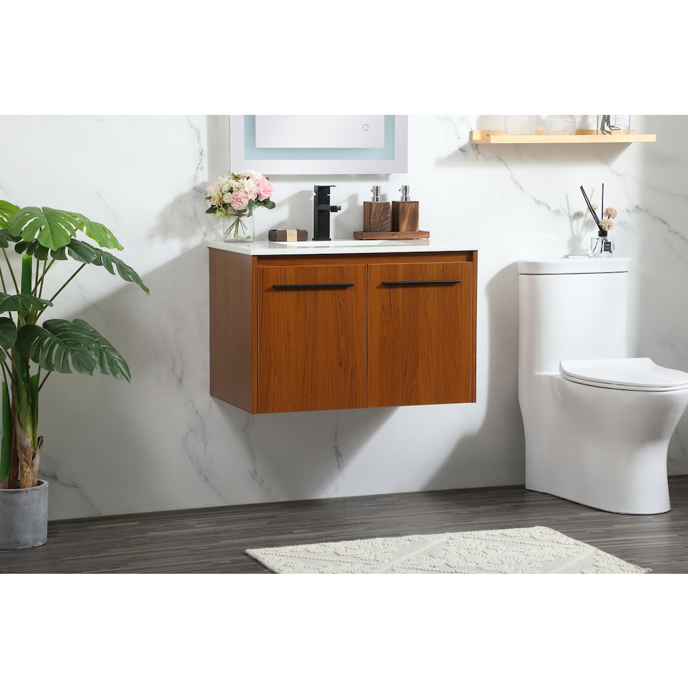 30 Inch Single Bathroom Vanity In Teak. Picture 3