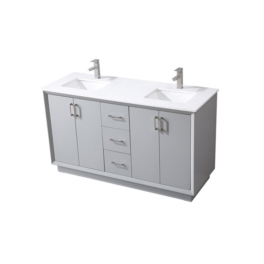 60 Inch Double Bathroom Vanity In Grey. Picture 8