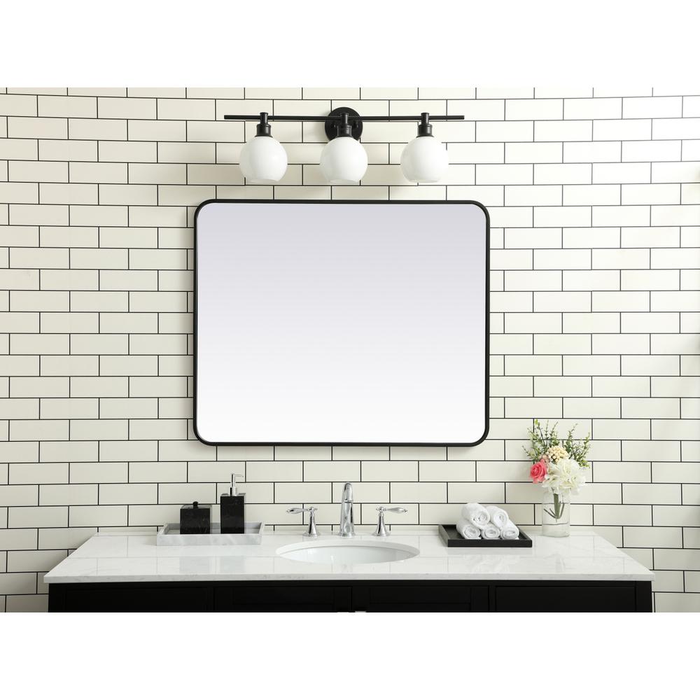 Soft corner metal rectangular mirror 30x36 inch in Black. Picture 9