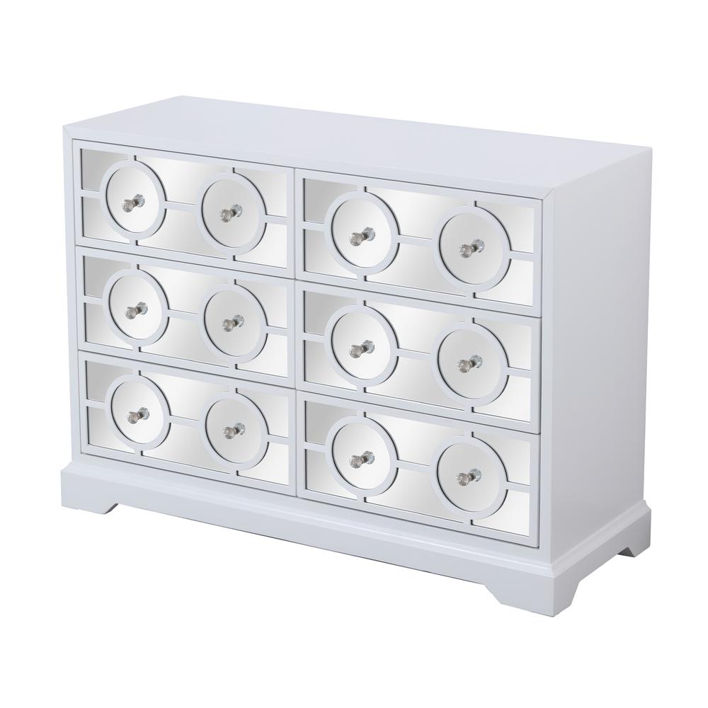 48 in. mirrored six drawer cabinet in white. Picture 5
