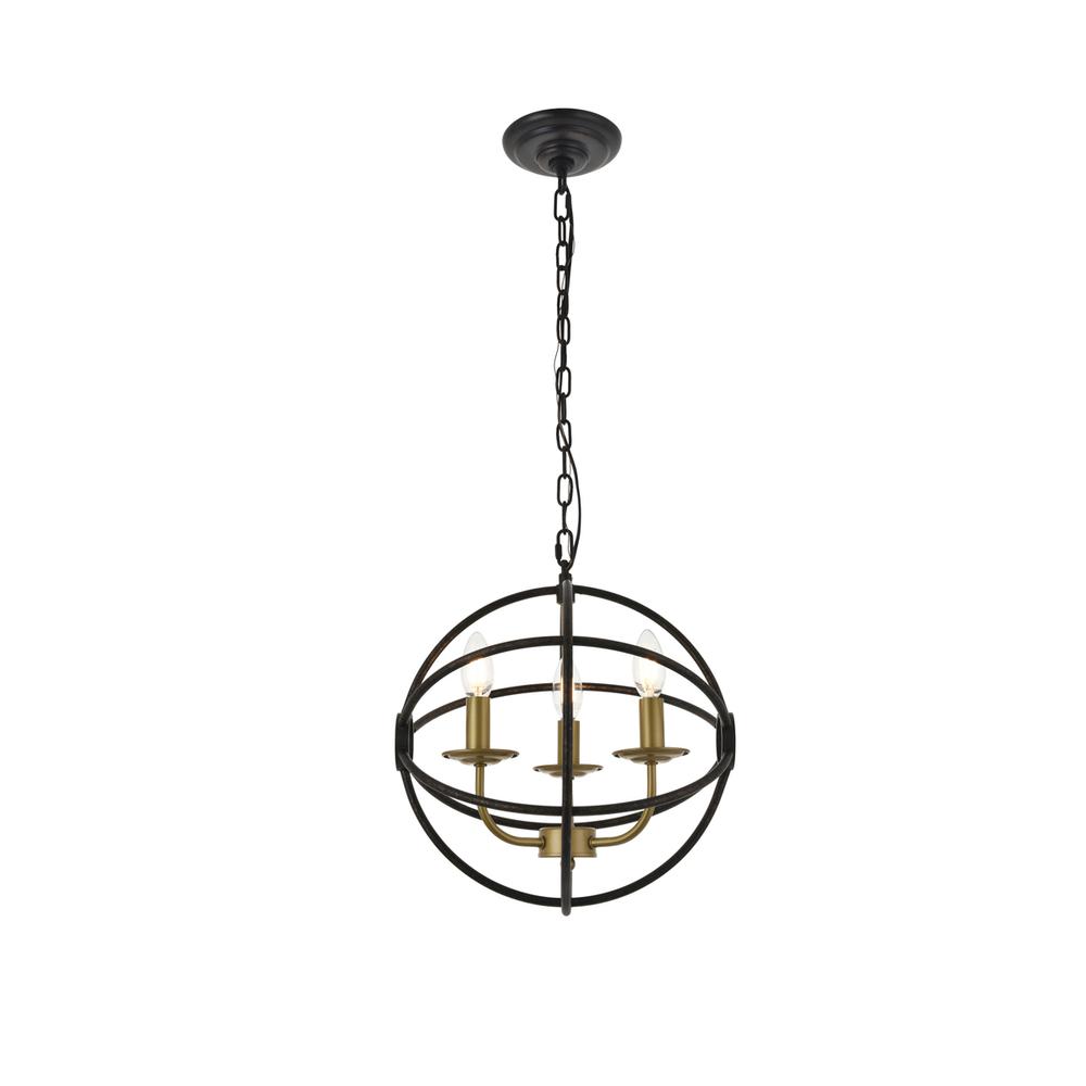 Octavia 3 light Brass and Dark Brown Pendant. Picture 5