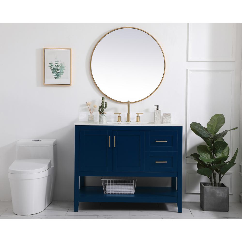 42 inch Single Bathroom Vanity in Blue with Backsplash. Picture 4