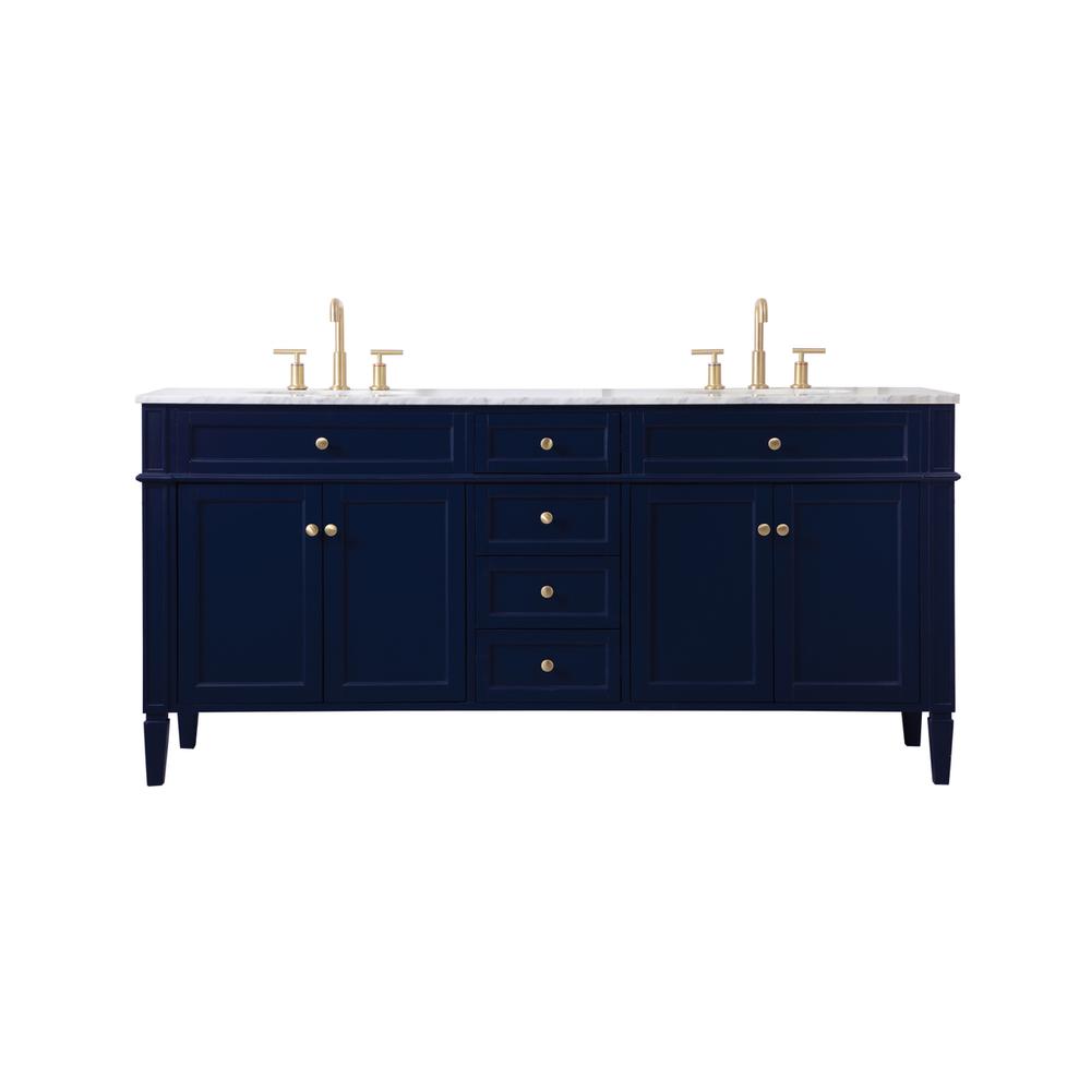 72 inch double bathroom vanity in blue. Picture 1