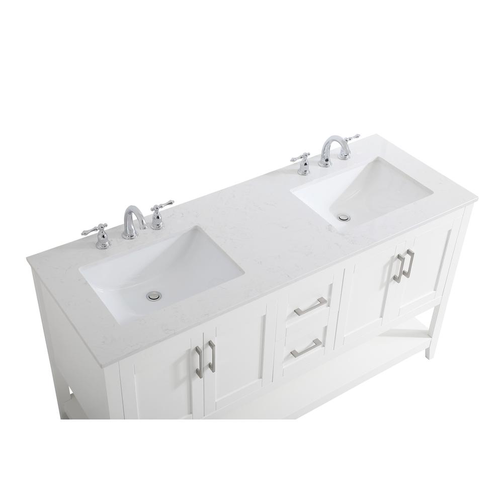 60 inch Double Bathroom Vanity in White. Picture 10