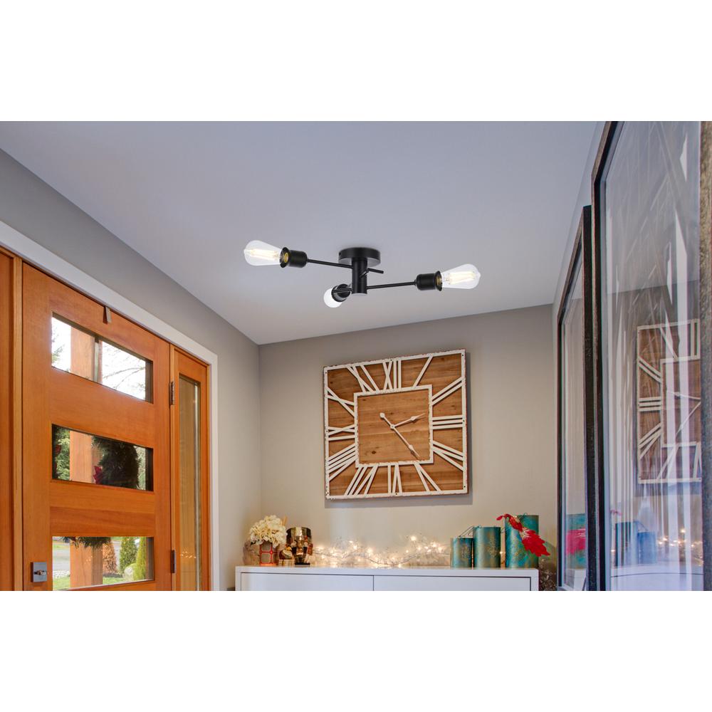 Xavier 3 lights flush mount in black. Picture 7