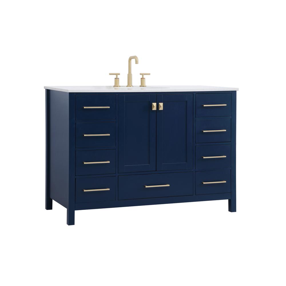 48 inch Single Bathroom Vanity in Blue. Picture 6