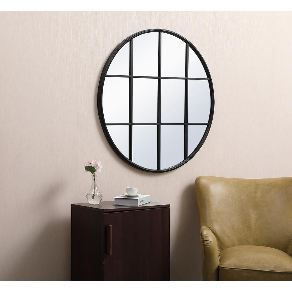 Metal windowpane mirror 36 inch x 36 inch in Black. Picture 2