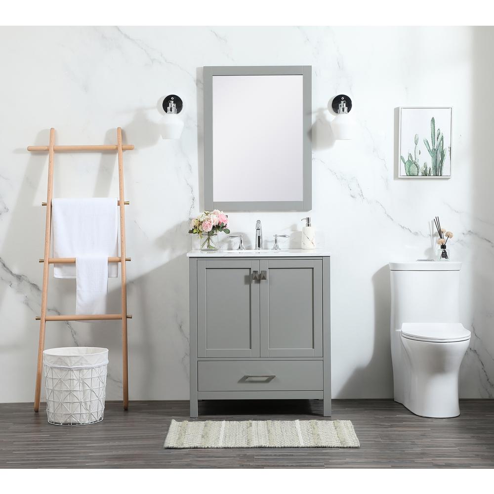 30 inch Single bathroom vanity in grey with backsplash. Picture 4