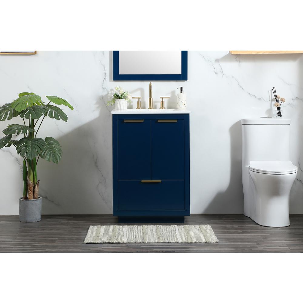 24 inch Single bathroom vanity in blue. Picture 14
