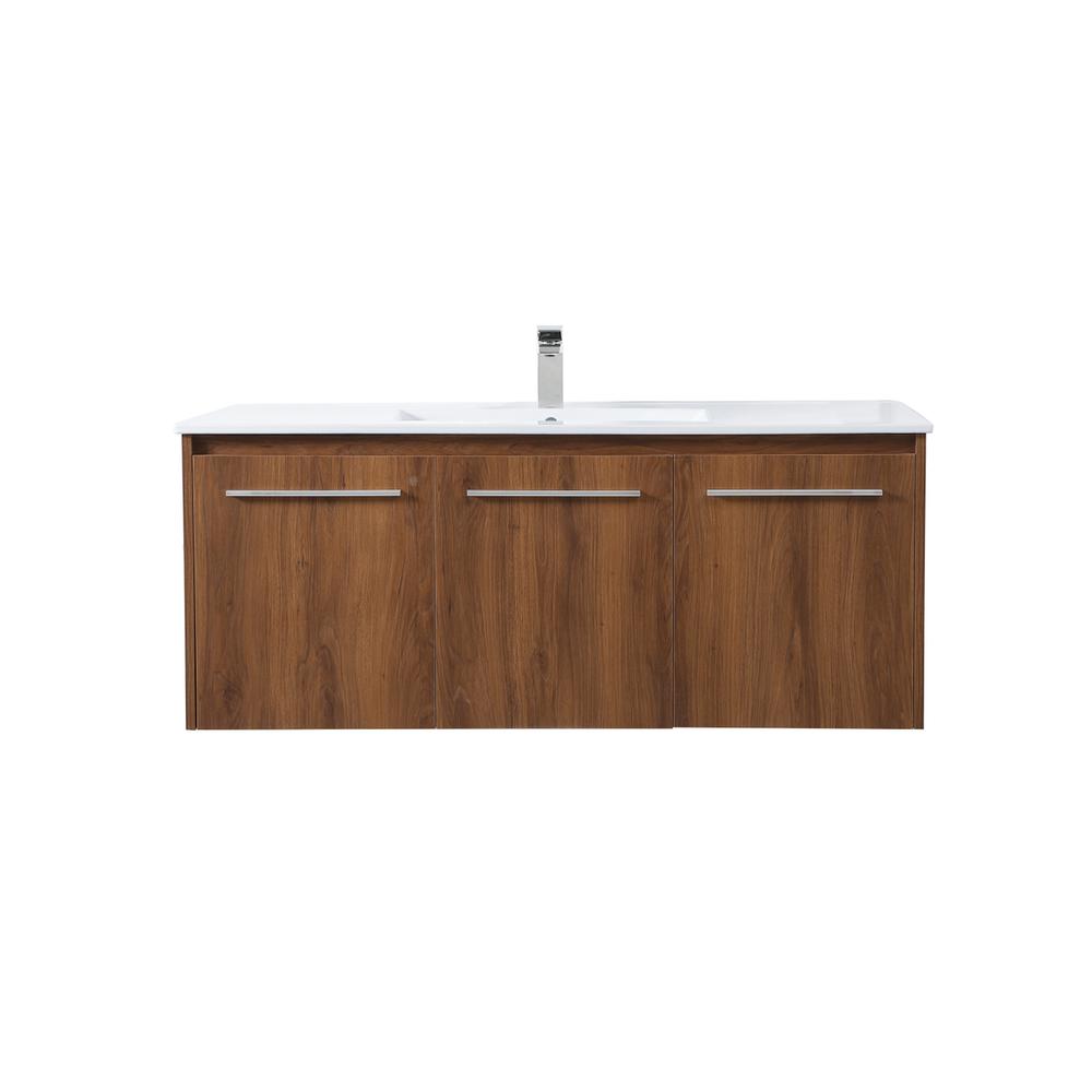 48 inch  Single Bathroom Floating Vanity in Walnut Brown. Picture 1