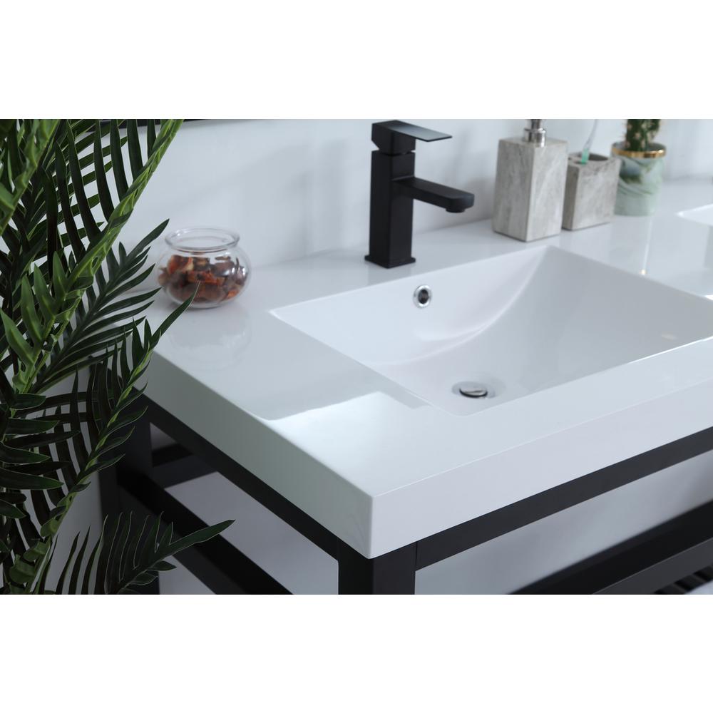 60 inch Double Bathroom Metal Vanity in Black. Picture 3