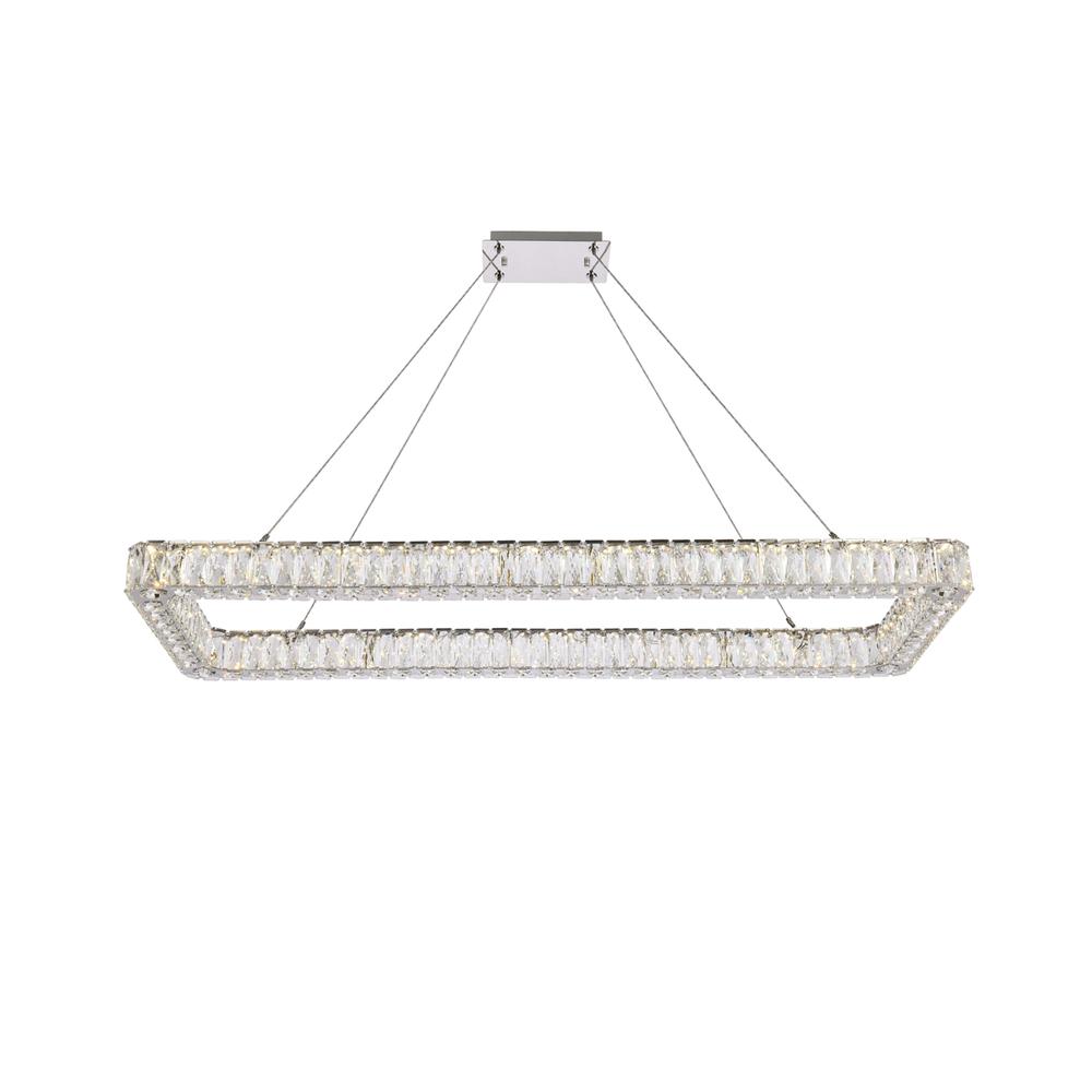 Monroe 50 inch LED Single rectangle pendant in chrome. Picture 1