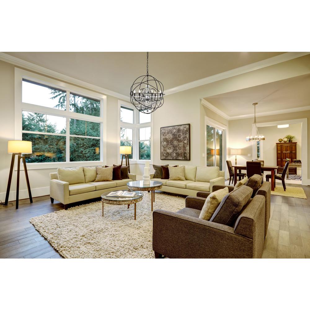 Geneva 6 light Dark Bronze Chandelier Silver Shade (Grey) Royal Cut crystal. Picture 7