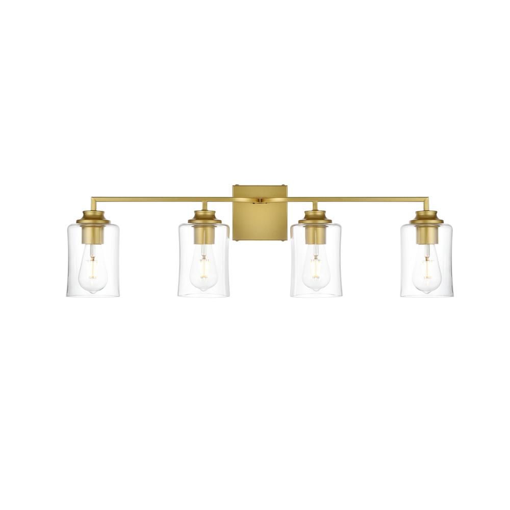 Ronnie 4 light Brass and Clear Bath Sconce. Picture 1
