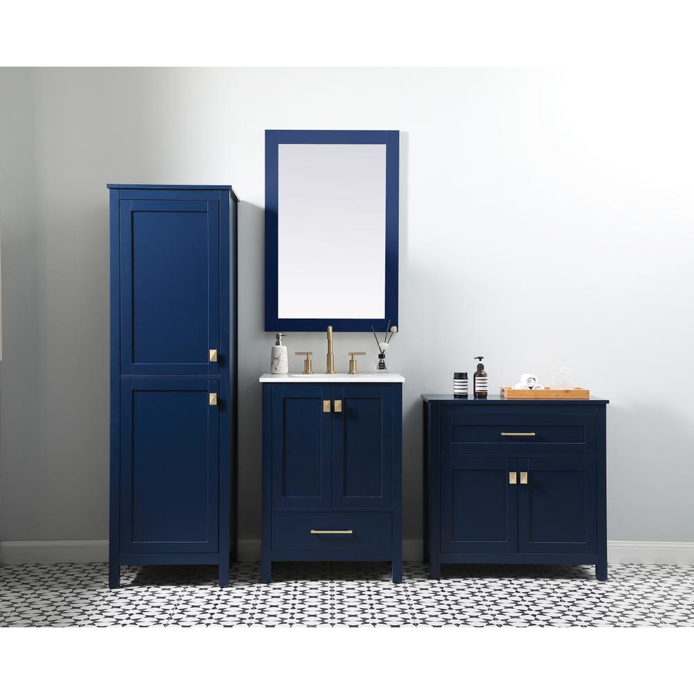 30 Inch Wide Bathroom Storage Freestanding Cabinet In Blue. Picture 10