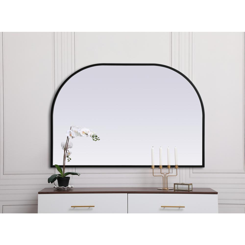 Metal Frame Arch Mirror 36x24 Inch in Black. Picture 3