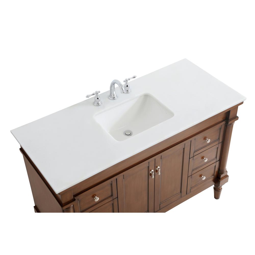 48 inch Single Bathroom vanity in Walnut with ivory white engineered marble. Picture 10