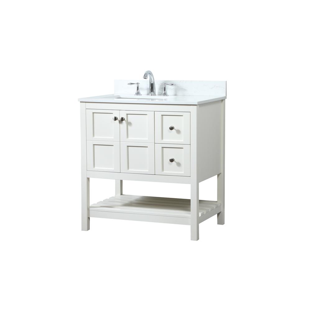 32 inch Single bathroom vanity in white with backsplash. Picture 7