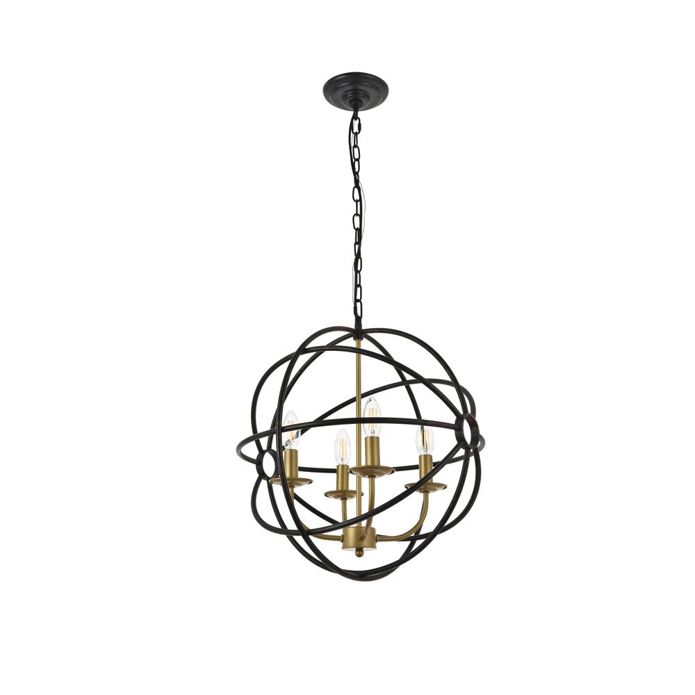 Octavia 4 light Brass and Dark Brown Pendant. Picture 6