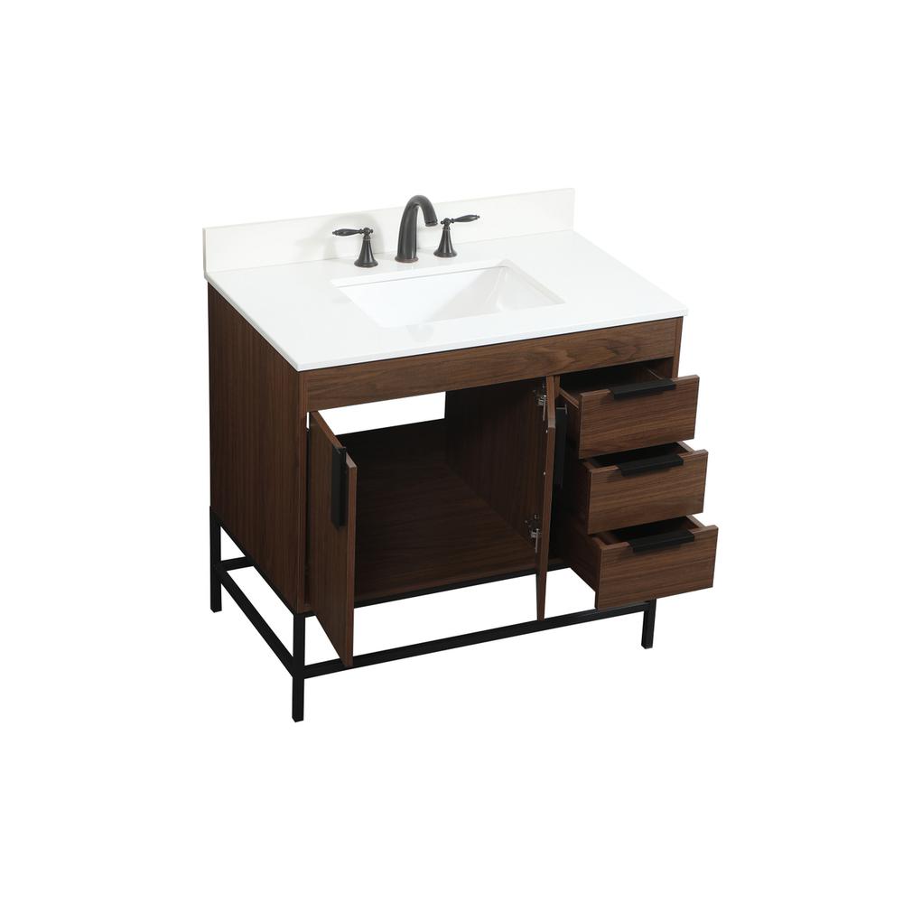 36 inch Single bathroom vanity in walnut with backsplash. Picture 9