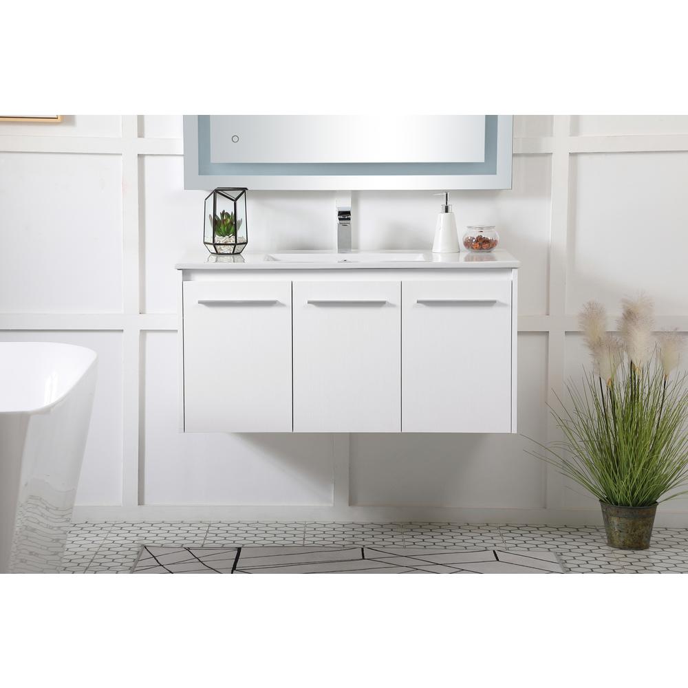 40 inch  Single Bathroom Floating Vanity in White. Picture 13