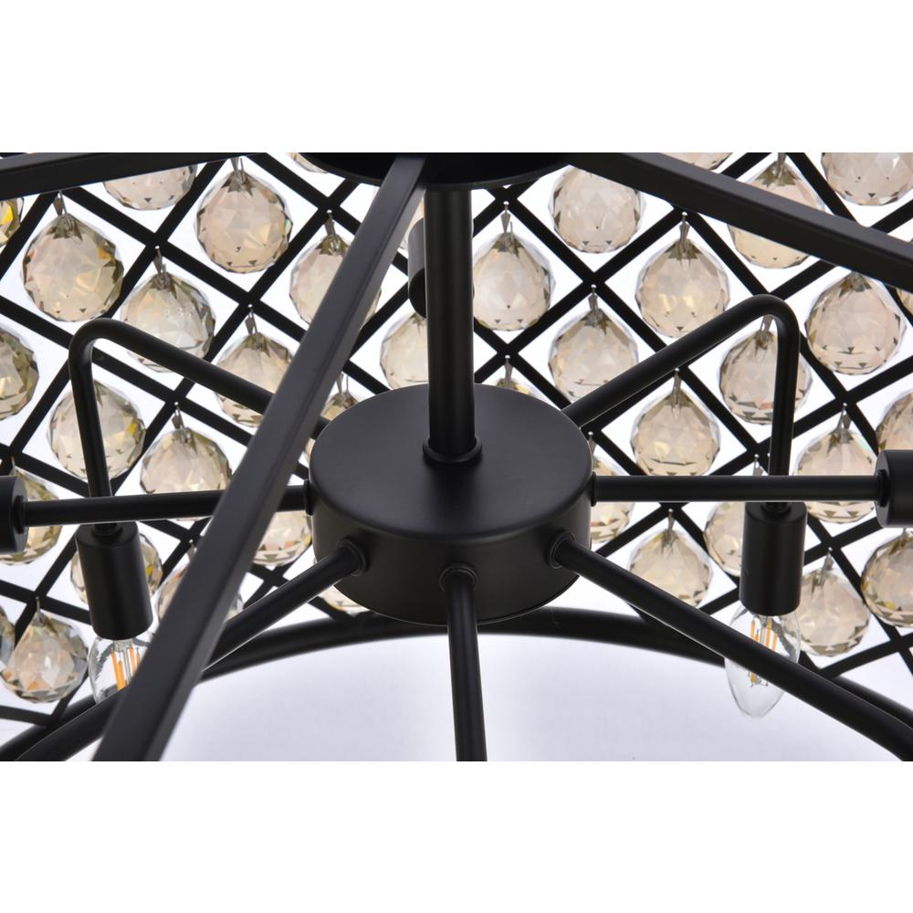 Madison 8 light Matte Black Chandelier Golden Teak (Smoky) Royal Cut Crystal. Picture 5