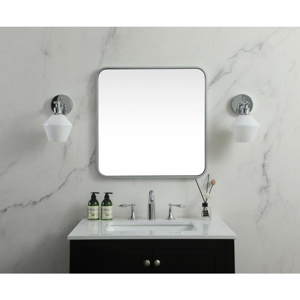 Soft corner metal square mirror 24x24 inch in Silver. Picture 9