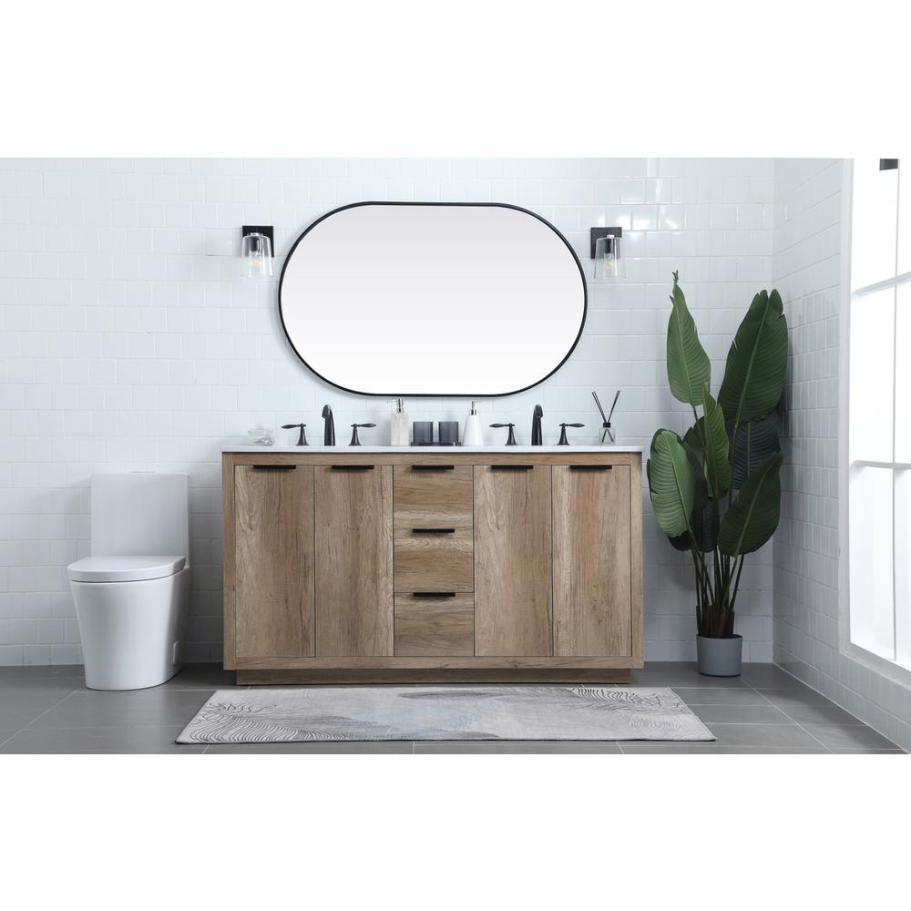 60 Inch Double Bathroom Vanity In Natural Oak. Picture 4