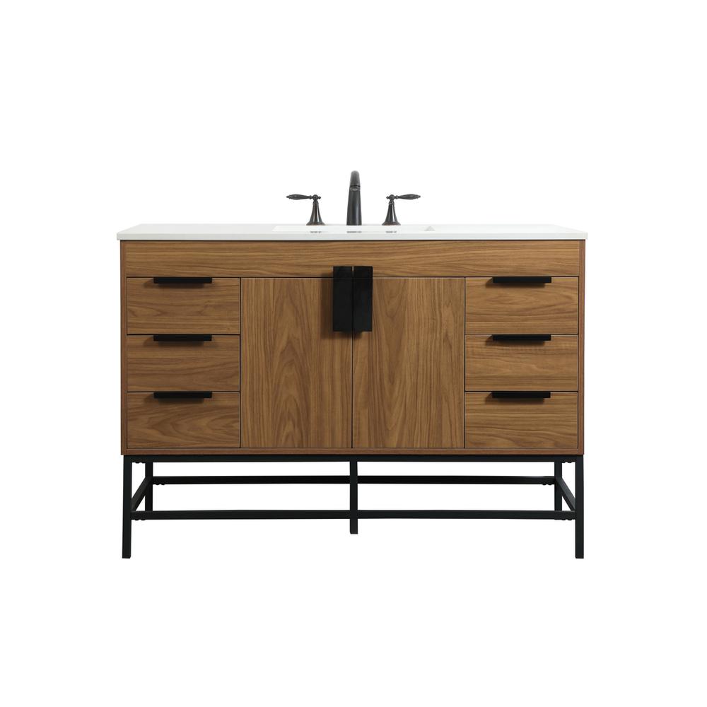 48 inch Single bathroom vanity in walnut brown. Picture 1