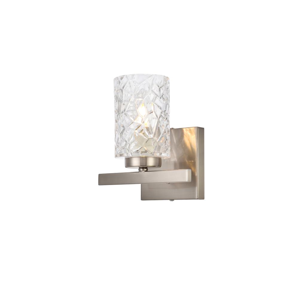 Cassie 1 light bath sconce in satin nickel with clear shade. Picture 2