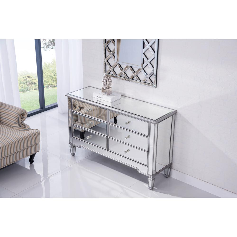 6 Drawer Dresser 48 in. x 18 in. x 32 in. in silver paint. Picture 3
