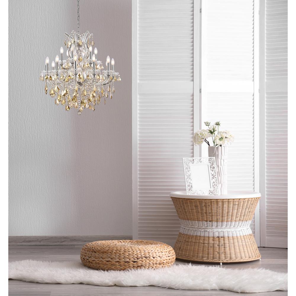 Maria Theresa 19 light Chrome Chandelier Golden Teak (Smoky) Royal Cut Crystal. Picture 8