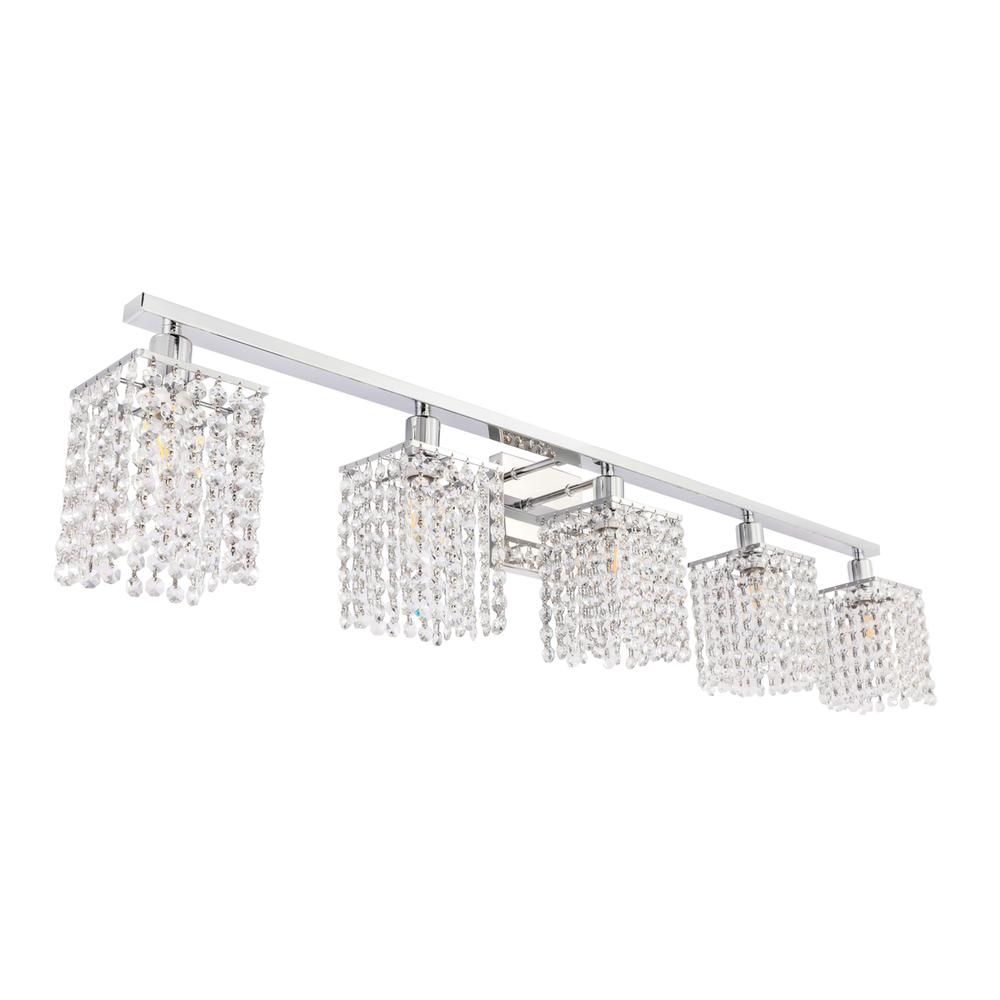 Phineas 5 light Chrome and Clear Crystals wall sconce. Picture 7