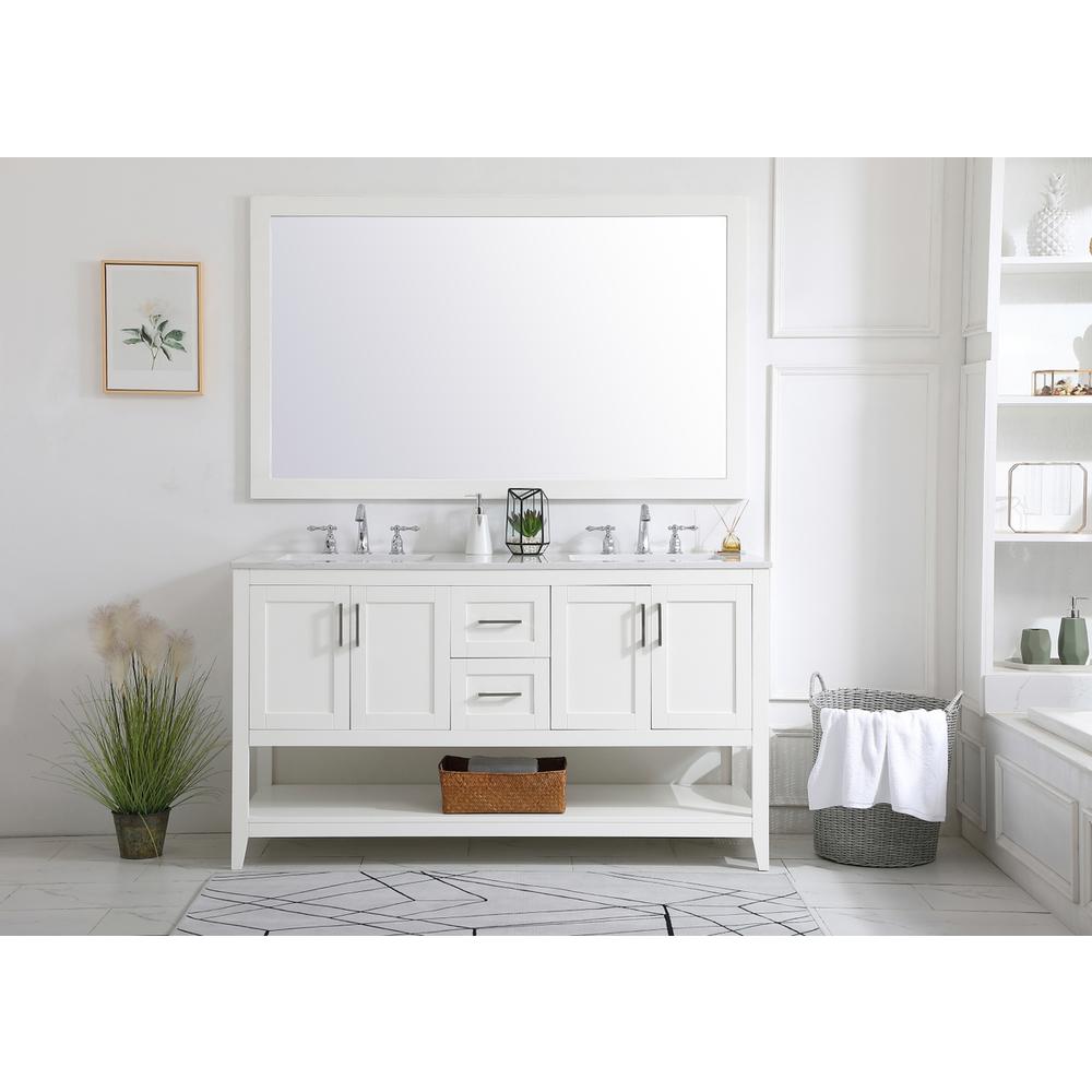 60 inch Double Bathroom Vanity in White. Picture 6