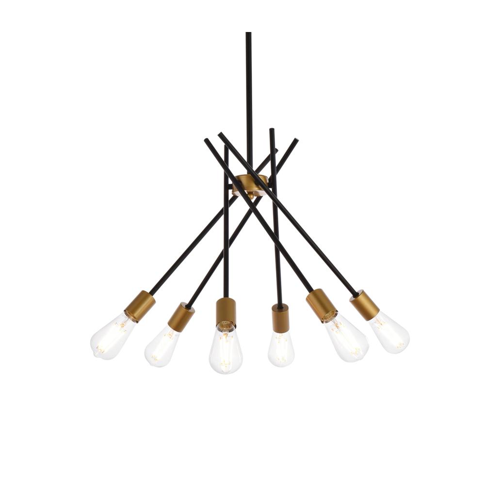 Lucca 23 inch pendant in black and brass. Picture 2