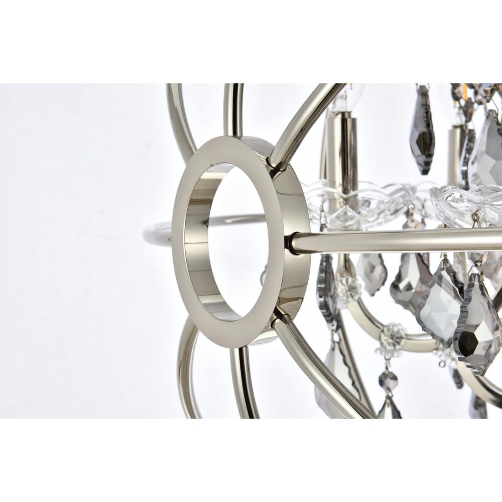 Geneva 6 light polished nickel Chandelier Silver Shade (Grey) Royal Cut crystal. Picture 3