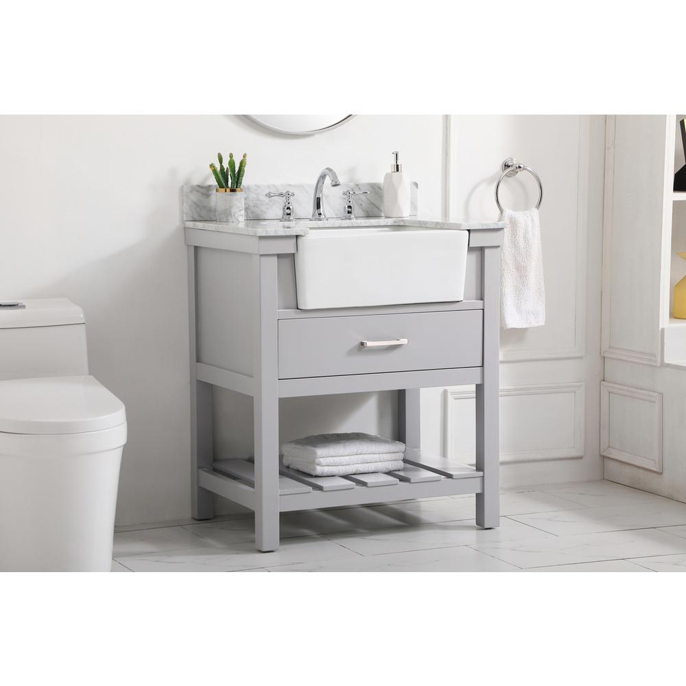 30 inch Single bathroom vanity in grey with backsplash. Picture 2