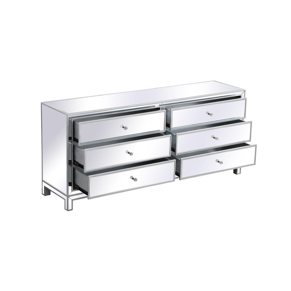 Reflexion 72 in. mirrored six drawer chest in antique silver. Picture 6
