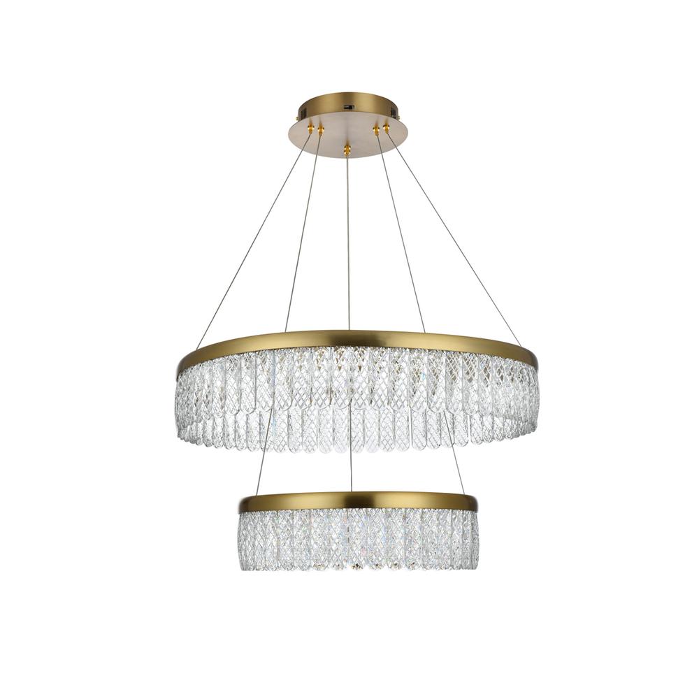 Rune 24 inch Adjustable LED chandelier in Satin Gold. Picture 8