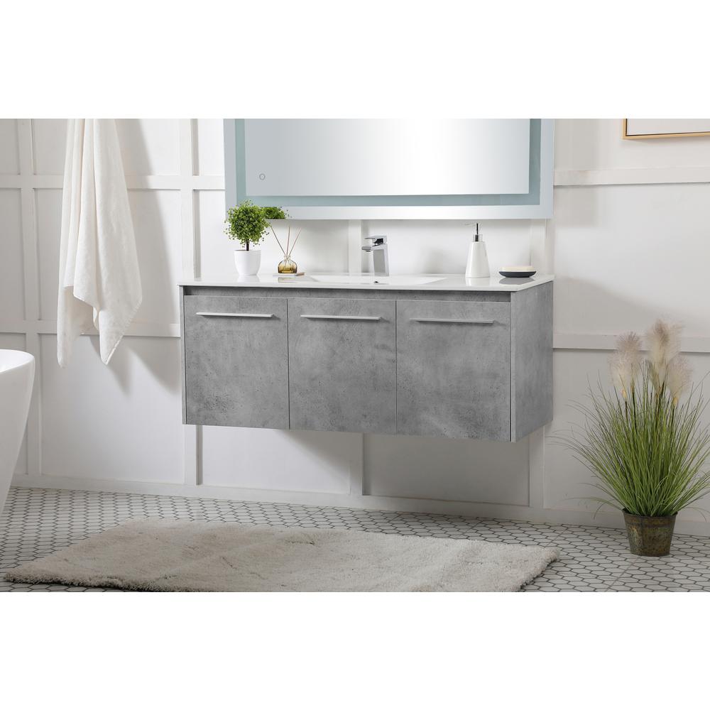 48 inch  Single Bathroom Floating Vanity in Concrete Grey. Picture 2