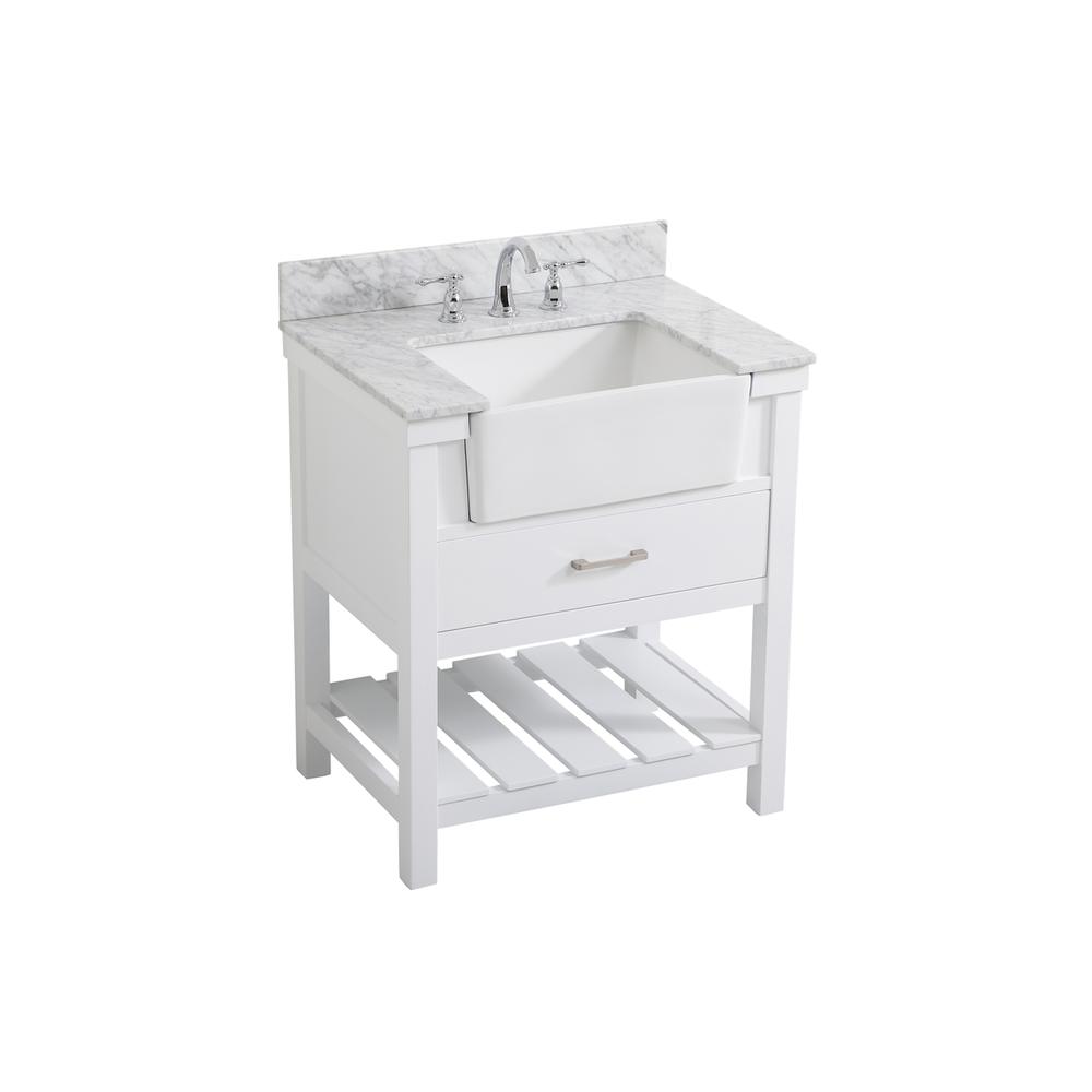 30 inch Single bathroom vanity in white with backsplash. Picture 8
