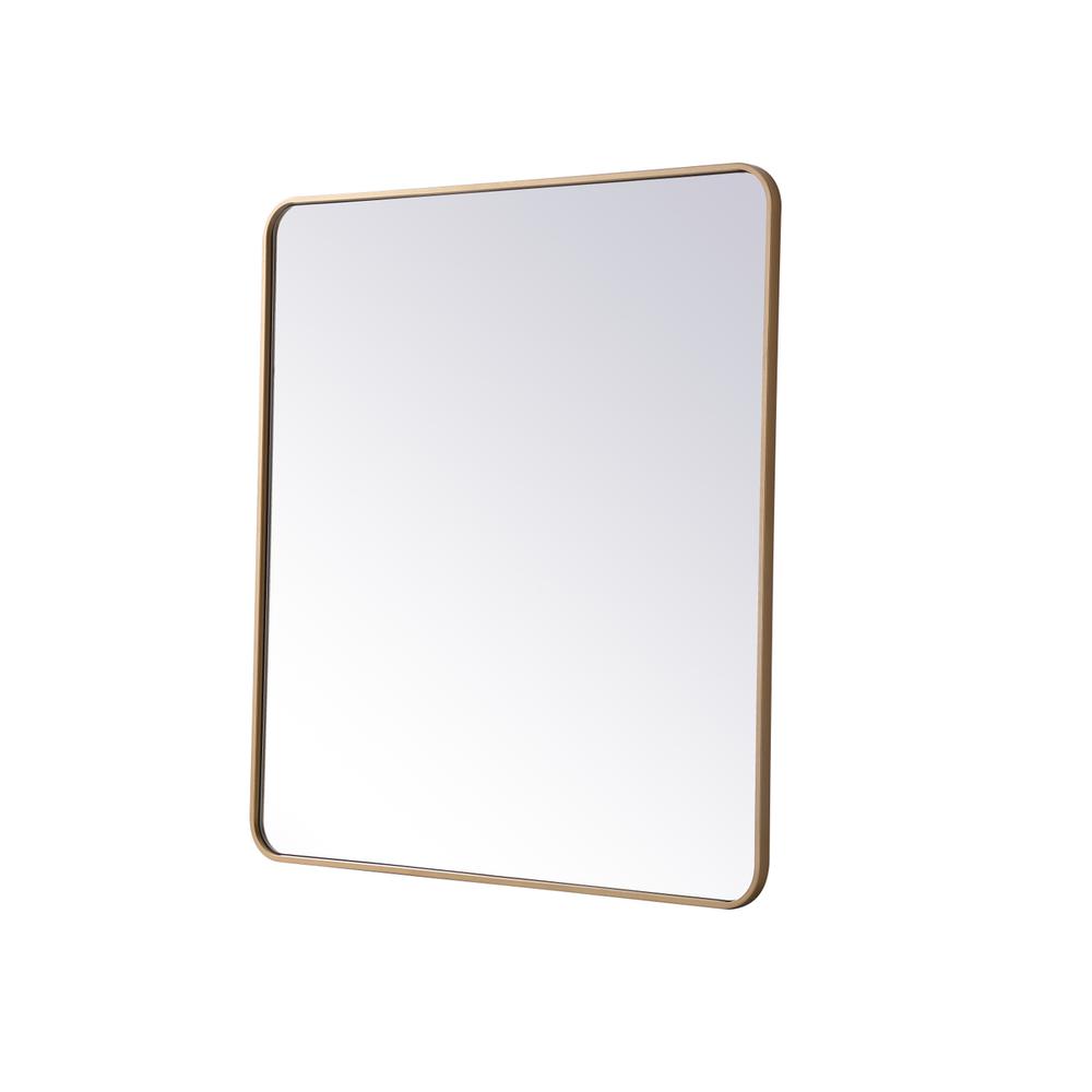 Soft corner metal rectangular mirror 36x40 inch in Brass. Picture 7