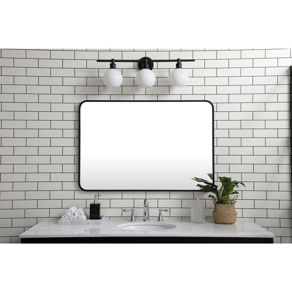 Soft corner metal rectangular mirror 27x40 inch in Black. Picture 9