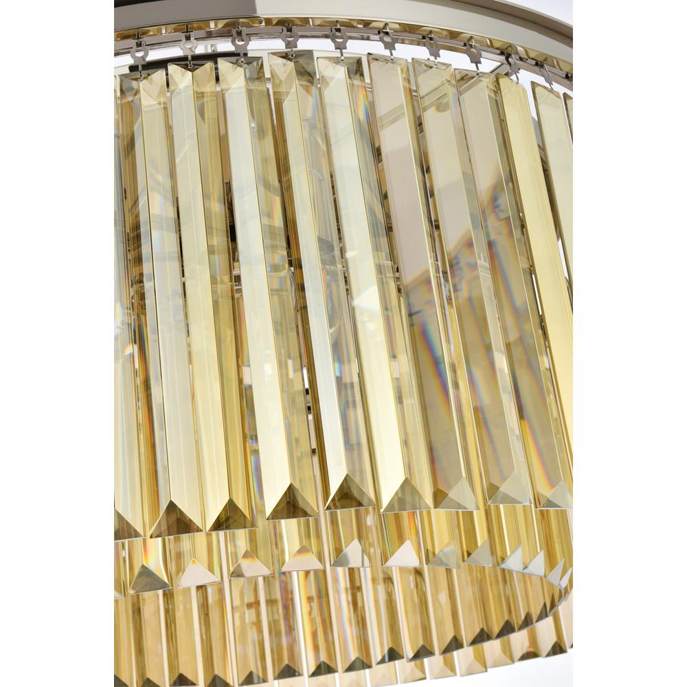 Sydney 8 light polished nickel Flush Mount Golden Teak (Smoky) Royal Cut Crystal. Picture 5