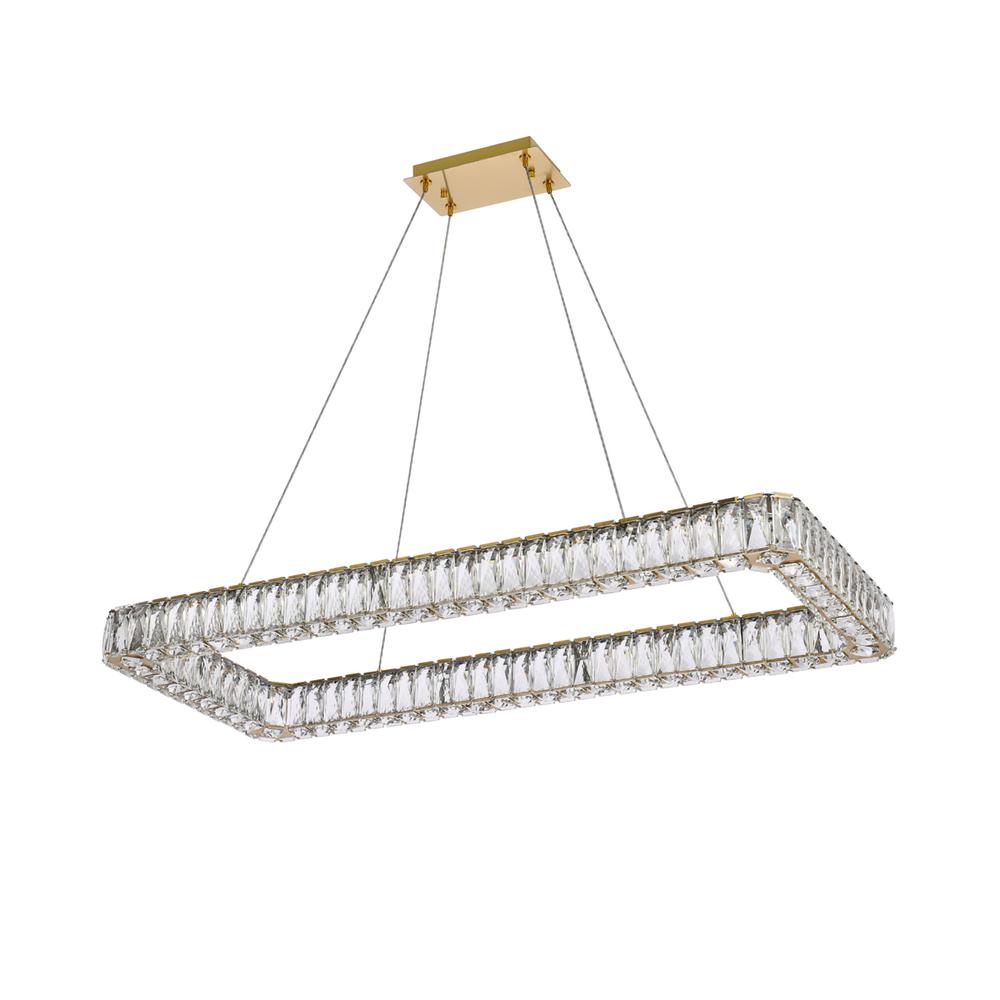 Monroe 42 inch LED Single rectangle pendant in gold. Picture 6