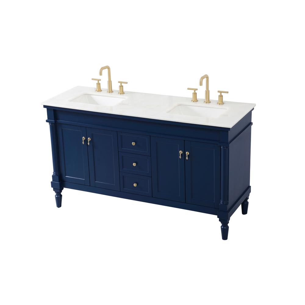 60 inch double bathroom vanity in blue. Picture 8