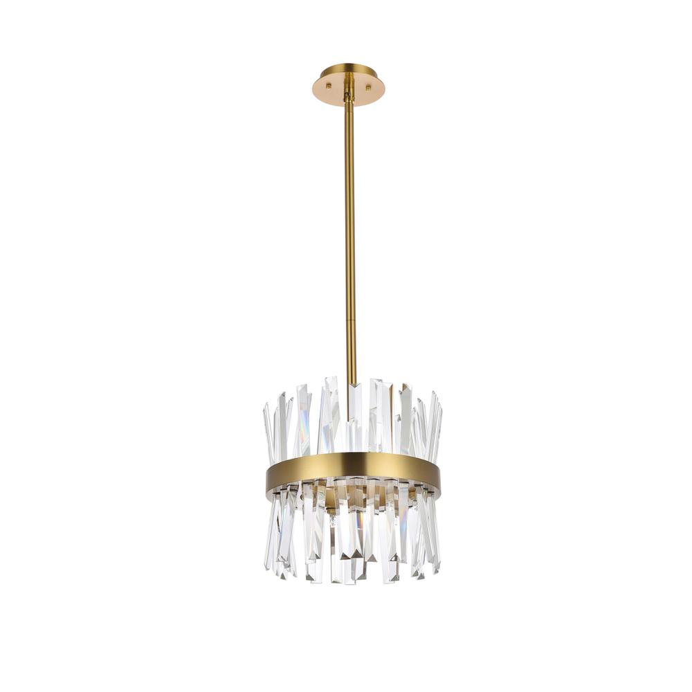 Serephina 12 inch crystal round pendant light in satin gold. Picture 6
